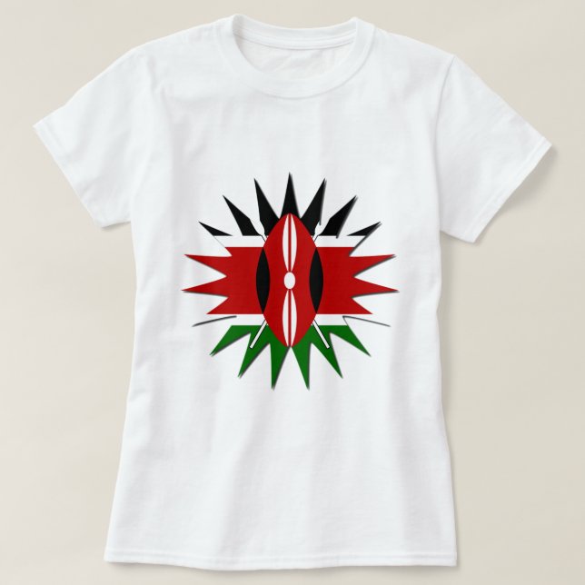 Camiseta Vibrante patrón de bandera keniana: Un arte de 18  (Diseño del anverso)