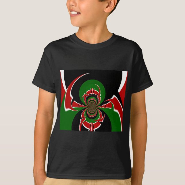 Camiseta Vibrante patrón de bandera keniana: Un arte podero (Anverso)