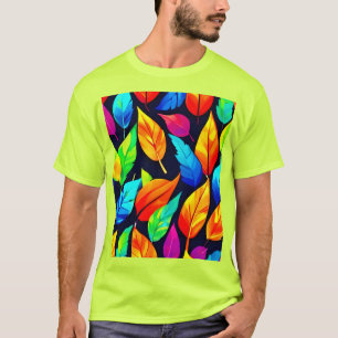 Camiseta Vibrante patrón de hojas otoñales