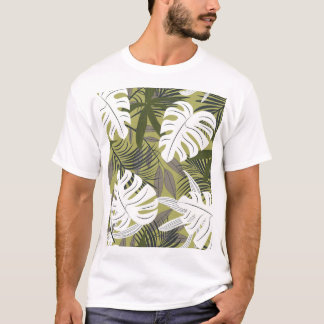 Camiseta Vibrante patrón de hojas tropicales