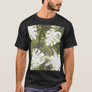Camiseta Vibrante patrón de hojas tropicales