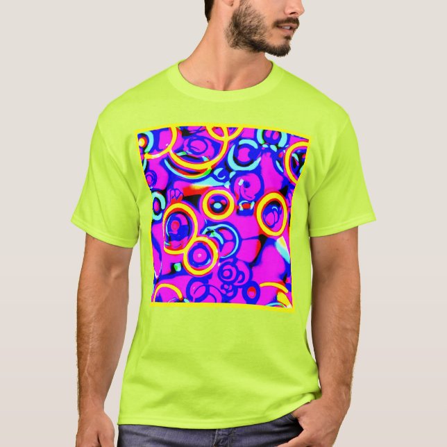 Camiseta Vibrante patrón de neón colorido (Anverso)