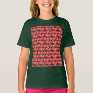 Camiseta Vibrante patrón floral de coral   Flores rojas atr