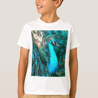 Camiseta Vibrante Pavo Real Azul Con Cola Avalada