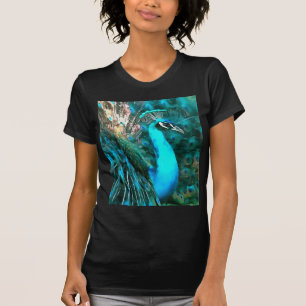 Camiseta Vibrante Pavo Real Azul Con Cola Avalada