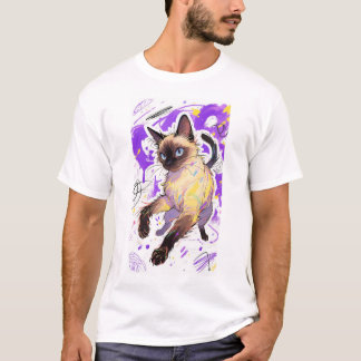 Camiseta Vibrante película gráfica de gato siamés - camiset