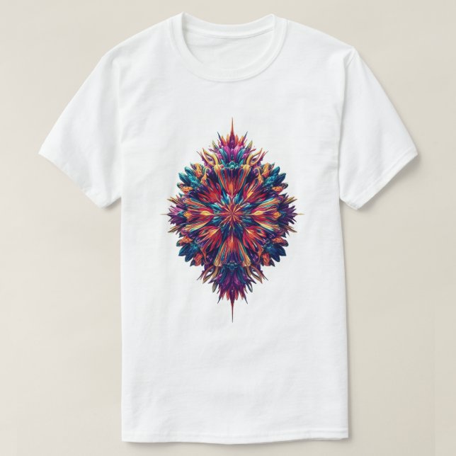 Camiseta Vibrante Phoenix Burst Geométrico (Diseño del anverso)