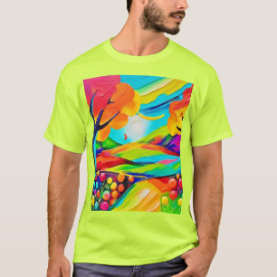 Camiseta Vibrante pintura de la armonía de la colina