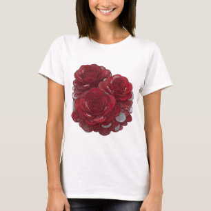 Camiseta Vibrante plata ROSAS ROJAS Y MONEDAS Imprimir