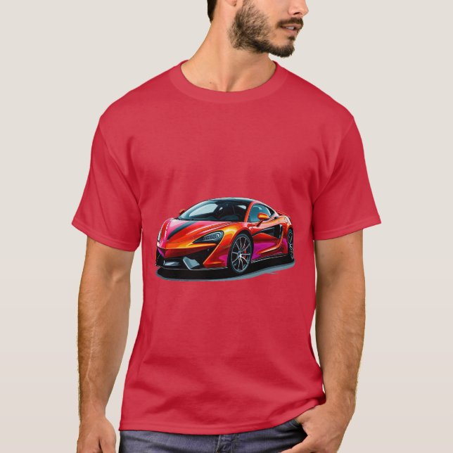 Camiseta Vibrante Red Sports Car Ilustracion (Anverso)