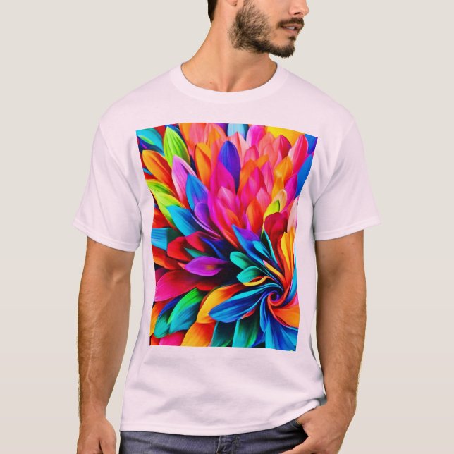 Camiseta Vibrante resumen de la flor arcoiris (Anverso)