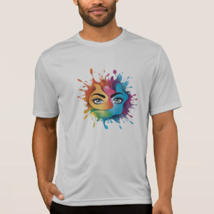 Camiseta Vibrante Resumen Diseño de Arte Splash Face