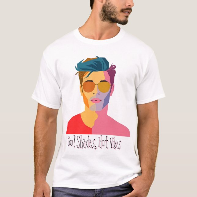 Camiseta Vibrante retrato de cara dividida (Anverso)
