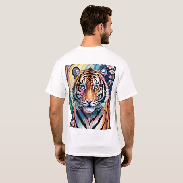 Camiseta Vibrante retrato del tigre de fantasía | Exótico (Reverso completo)