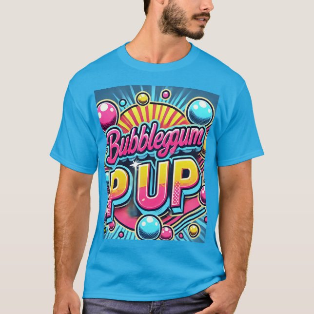 Camiseta Vibrante retro "Bubblegum Pop" Art (Anverso)