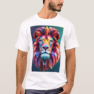 Camiseta "Vibrante Roar: Coloridos triángulos de león impre