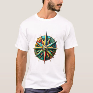 Camiseta Vibrante Rosa de brújula náutica