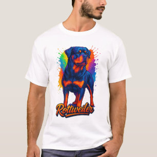 Camiseta Vibrante Rottweiler Pop Art – Perro Neon Audaz
