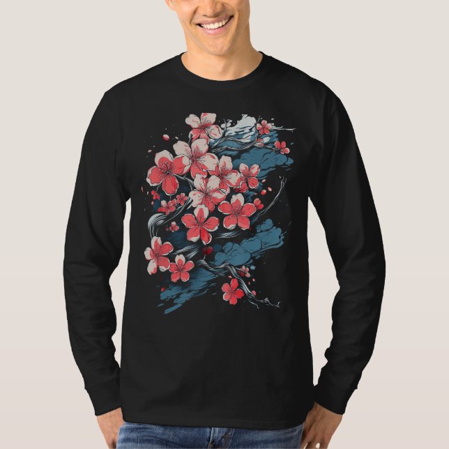 Camiseta Vibrante Sakura Cherry Blossom Floral Artwork Funn (Anverso)