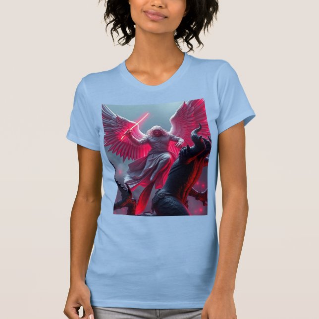 Camiseta Vibrante San Miguel el té de las mujeres arcángel (Anverso)