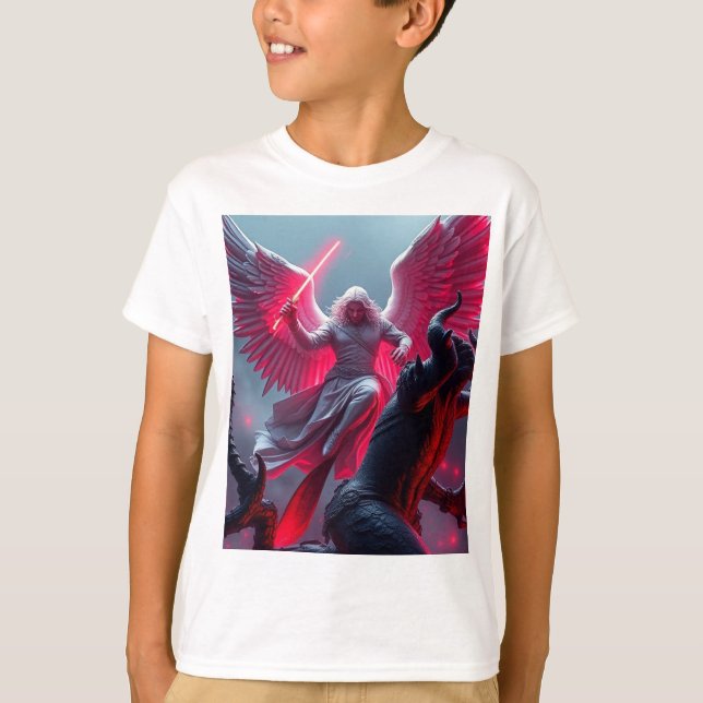 Camiseta Vibrante San Miguel el té del niño arcángel (Anverso)