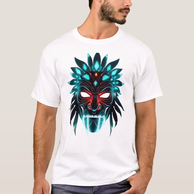 Camiseta Vibrante Tee Holográfico Tribal Face (Anverso)