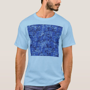 Camiseta Vibrante textura de camuflaje digital de camo azul