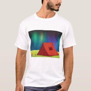 Camiseta Vibrante Tienda de Campamento de Auroras Boreales