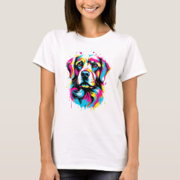 Camiseta Vibrante Tinta Splatter Dog Pop Art, Colorido