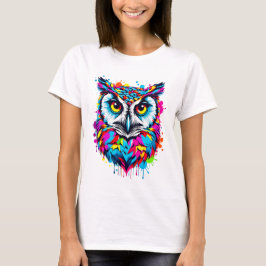 Camiseta Vibrante Tinta Splatter Owl Pop Art | Negrita y co