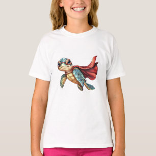 Camiseta Vibrante tortuga marina con detalles rojos