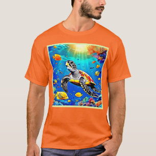 Camiseta Vibrante vida de arrecife de tortuga
