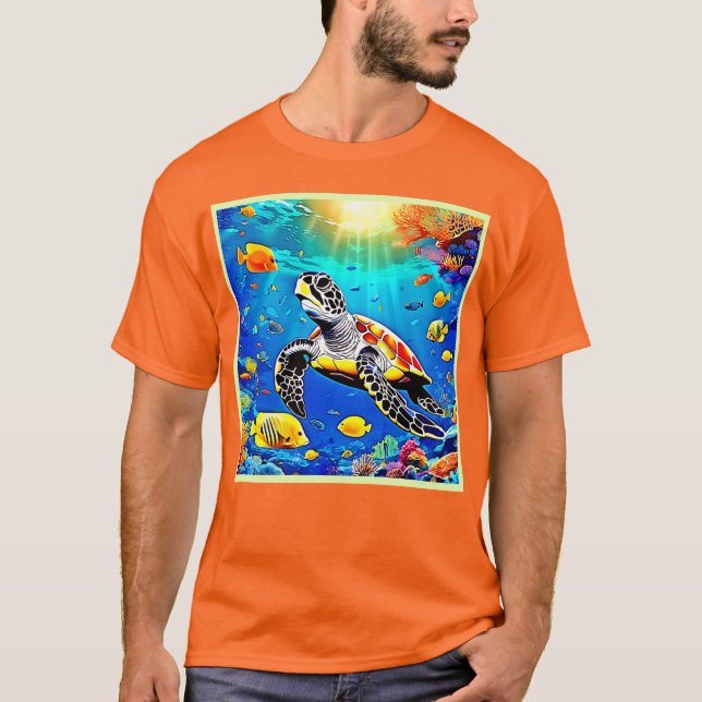 Camiseta Vibrante vida de arrecife de tortuga (Anverso)