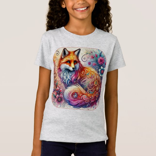 Camiseta Vibrante Watercolor Fox T-Shirt (Anverso)