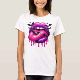 Camiseta Vibrantes labios de goteo con murciélagos