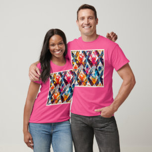 Camiseta Vibrantes patrones abstractos de diamantes