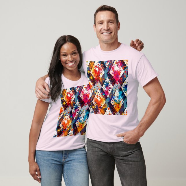 Camiseta Vibrantes patrones abstractos de diamantes (Unisexo)