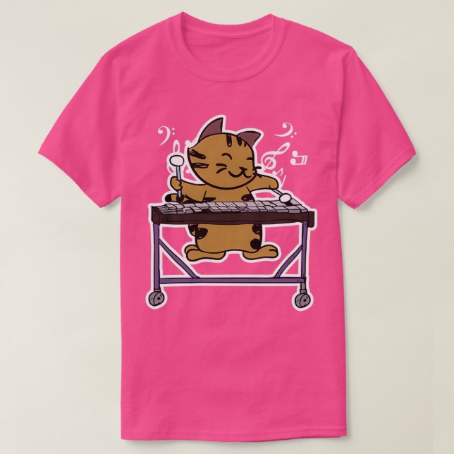 Camiseta Vibraphone Jugando a Gato Kitty Diseño Gato Jazz M (Diseño del anverso)