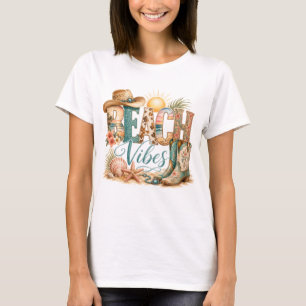 CAMISETA VIBRAS DE PLAYA TROPICAL PASTEL COLORIDO