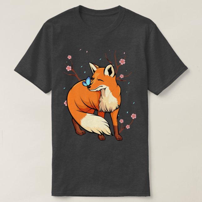Camiseta Vicario de flores de flores de cerezo japonés Fox  (Diseño del anverso)