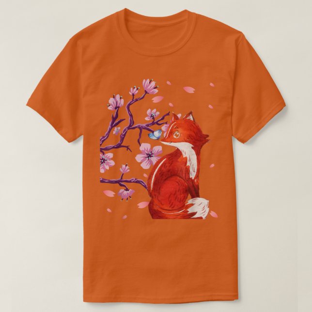 Camiseta Vicario de flores de flores de cerezo japonés Fox  (Diseño del anverso)