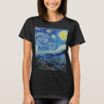Camiseta Vicent Van Gogh Starry Night Vintage Bella Artes<br><div class="desc">Camiseta femenina de la Bella Artes Vicent Van Gogh Starry Night</div>