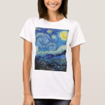 Camiseta Vicent Van Gogh Starry Night Vintage Bella Artes<br><div class="desc">Camiseta femenina de la Bella Artes Vicent Van Gogh Starry Night</div>