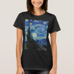 Camiseta Vicent Van Gogh Starry Night Vintage Bella Artes<br><div class="desc">Camiseta femenina de la Bella Artes Vicent Van Gogh Starry Night</div>
