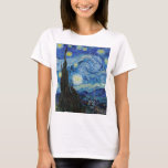 Camiseta Vicent Van Gogh Starry Night Vintage Bella Artes<br><div class="desc">Camiseta femenina de la Bella Artes Vicent Van Gogh Starry Night</div>