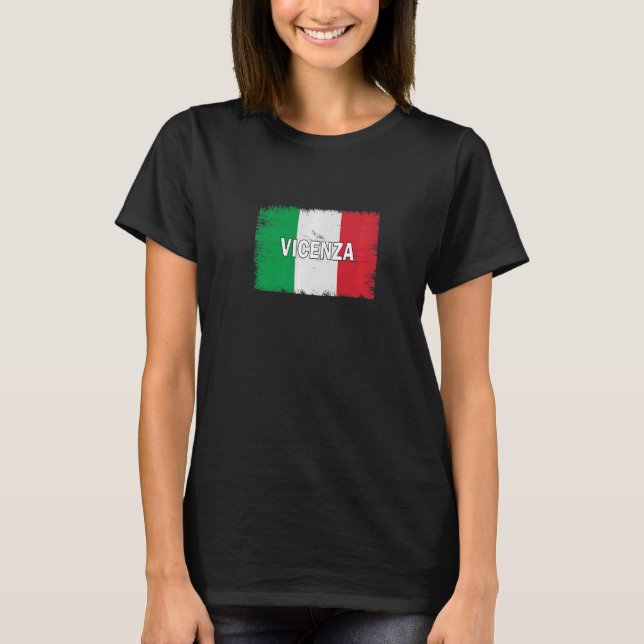 Camiseta Vicenza Italia Ciudad Con Bandera Italiana (Anverso)