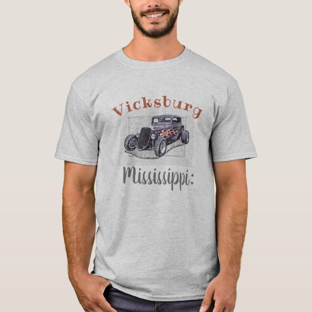 Camiseta "Vicksburg Mississippi:" Vintage Hotrod (Anverso)