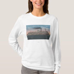 Camiseta Vicksburg, ms - vista del barco con el algodón a