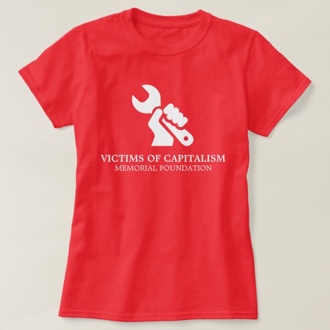 Camiseta Víctimas del capitalismo satírico (Diseño del anverso)