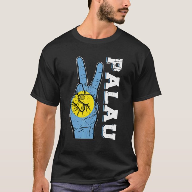 Camiseta Victoria angustiada Dos Dedos Bandera Palau Patrio (Anverso)